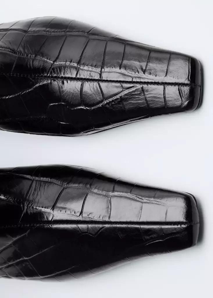 Black Leather Boots With Kitten Heels, Black, large image number 5