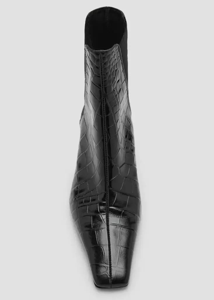 Black Leather Boots With Kitten Heels, Black, large image number 7