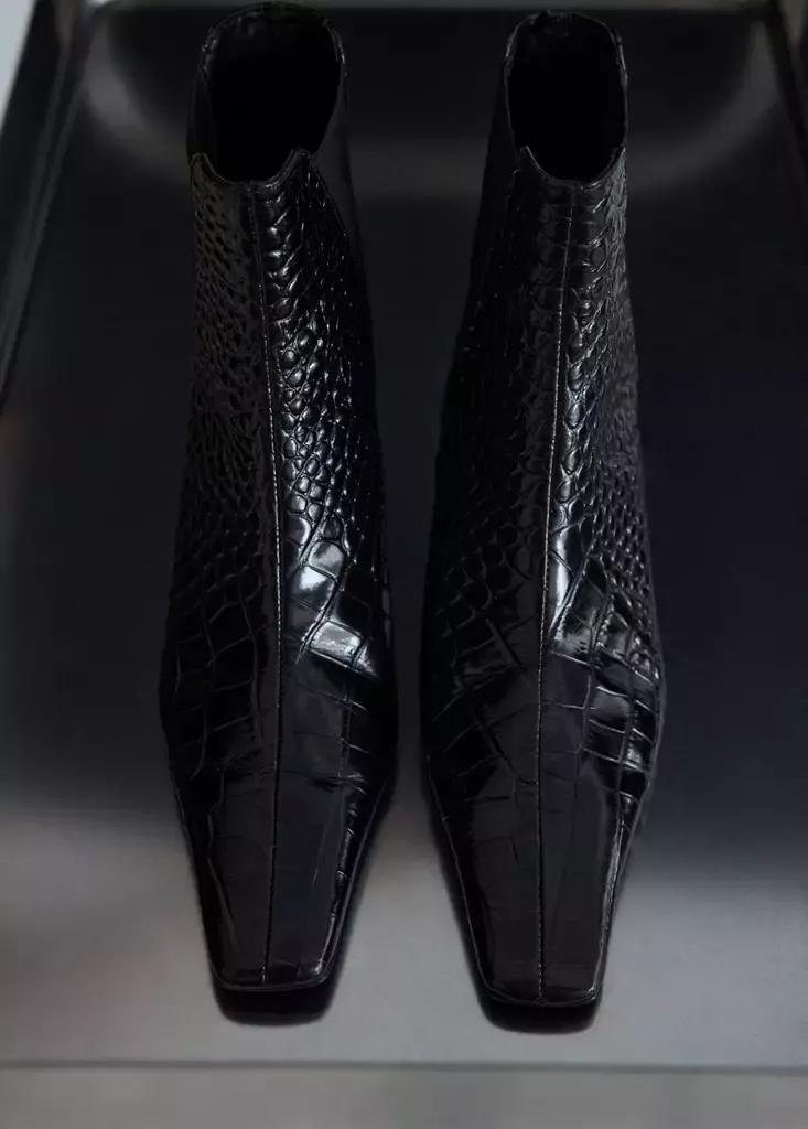 Black Leather Boots With Kitten Heels, Black, large image number 8