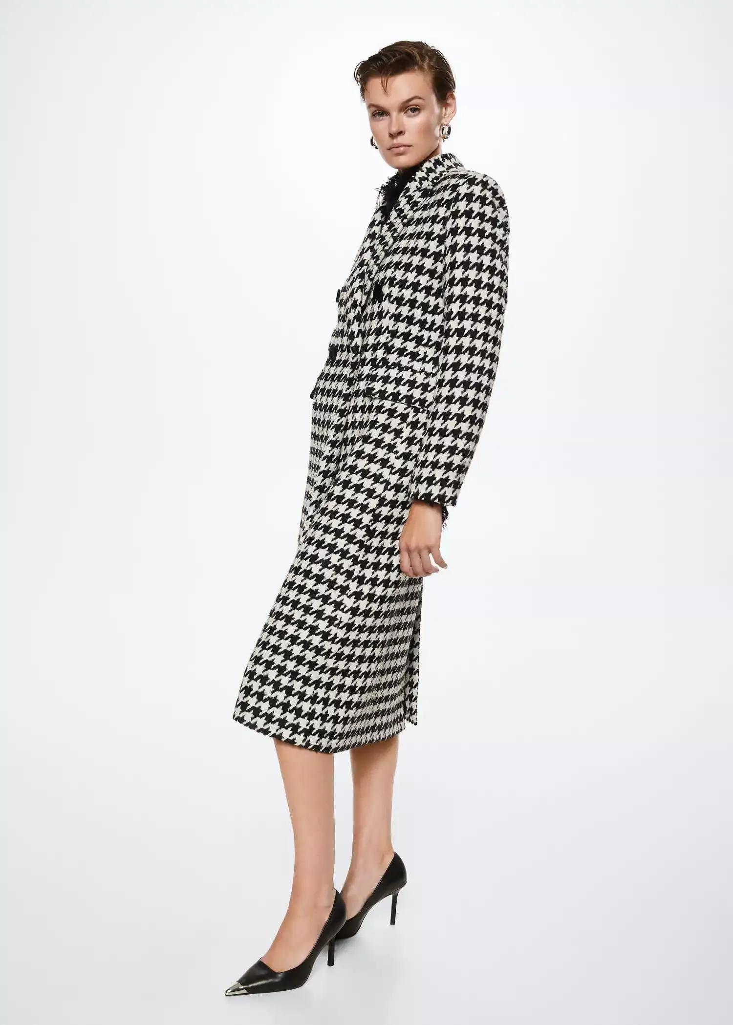 White Houndstooth Wool-Blend Coat, , large image number 2