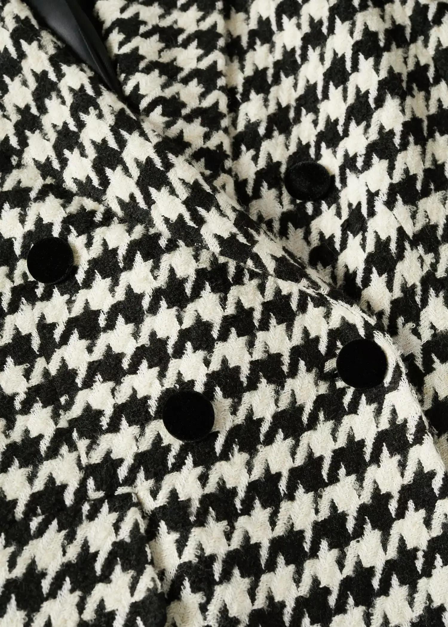 White Houndstooth Wool-Blend Coat, , large image number 4