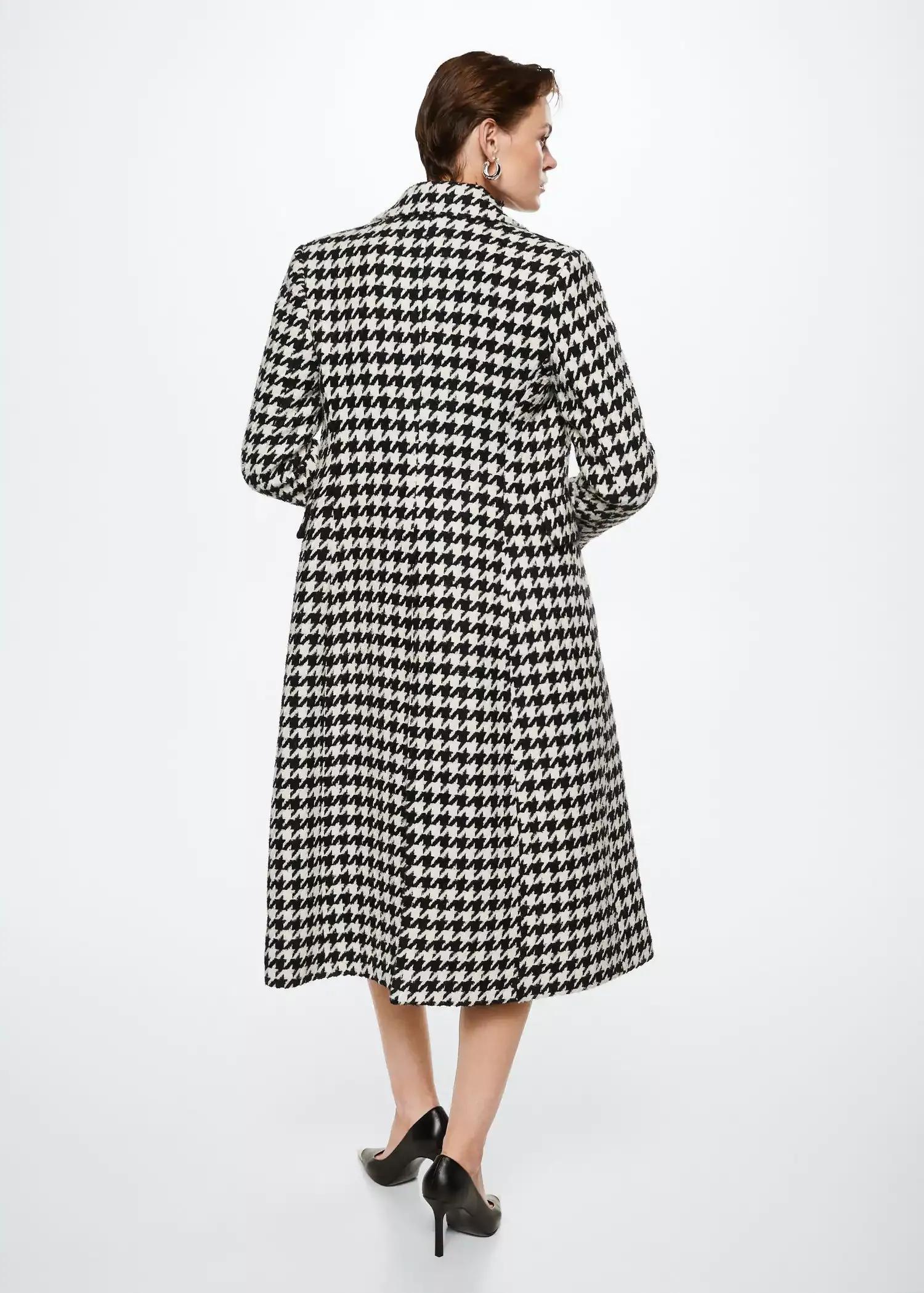 White Houndstooth Wool-Blend Coat, , large image number 6