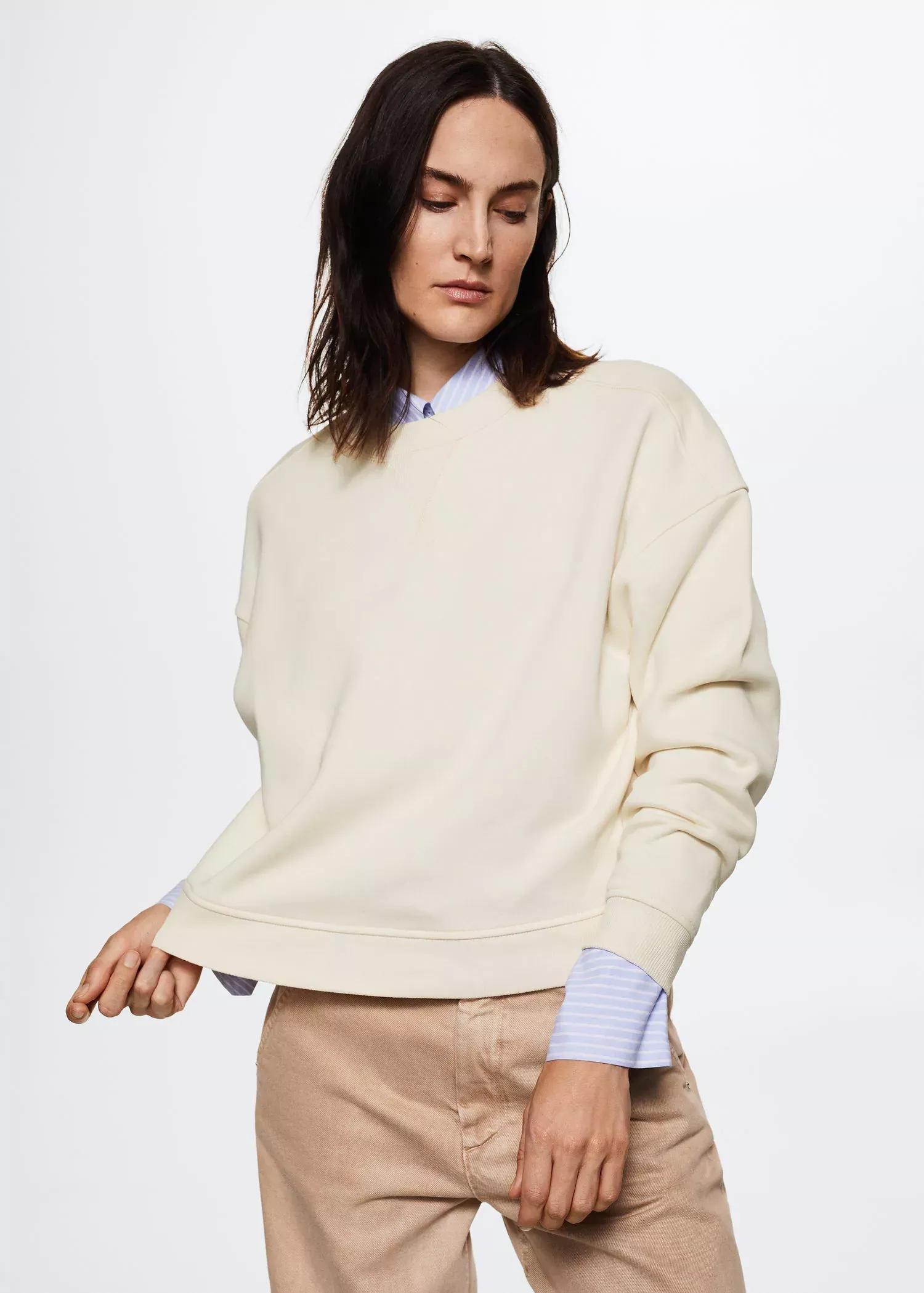 Light Beige Ribbed Endings Sweatshirt, , large image number 0