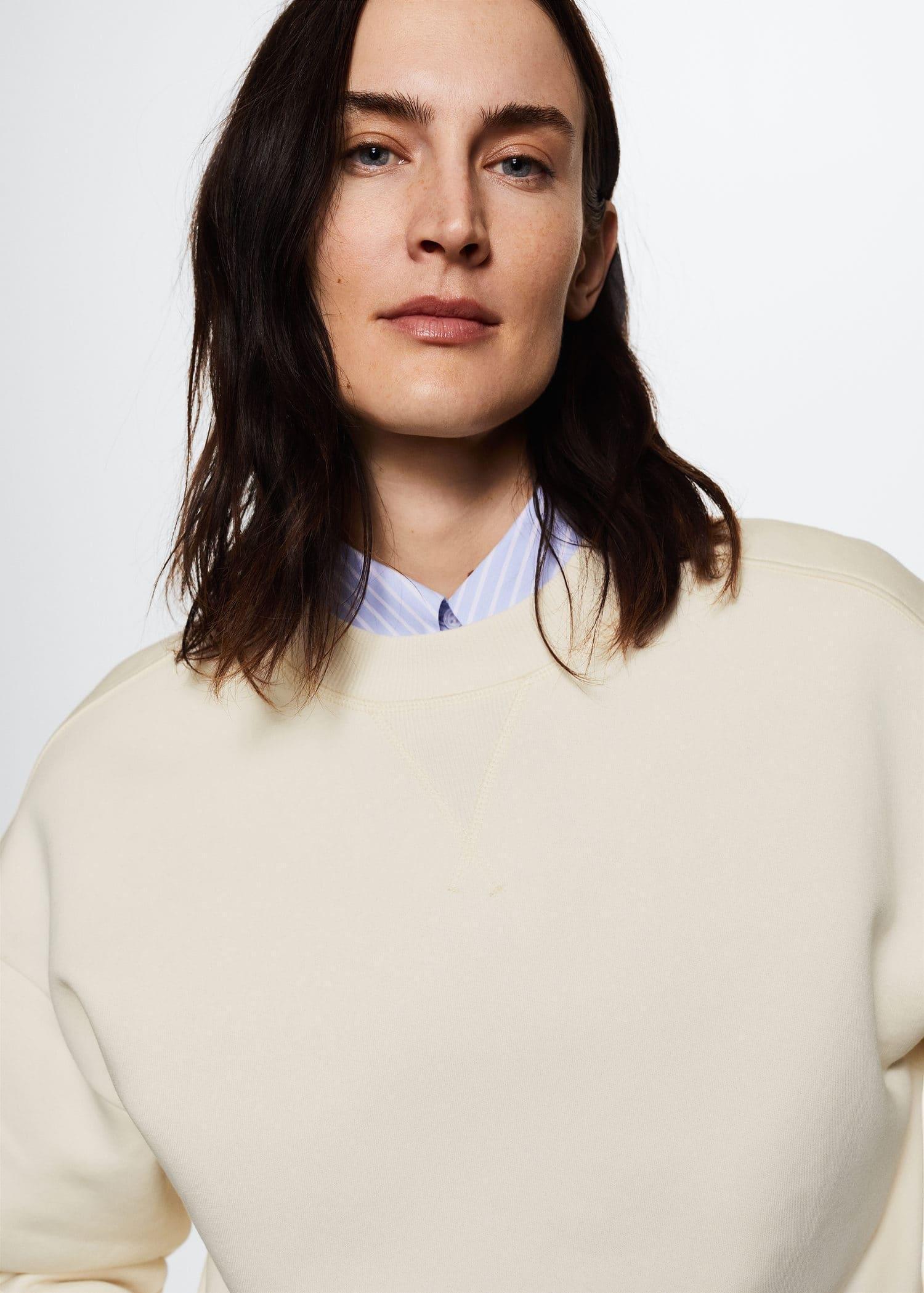 Light Beige Ribbed Endings Sweatshirt, , large image number 1