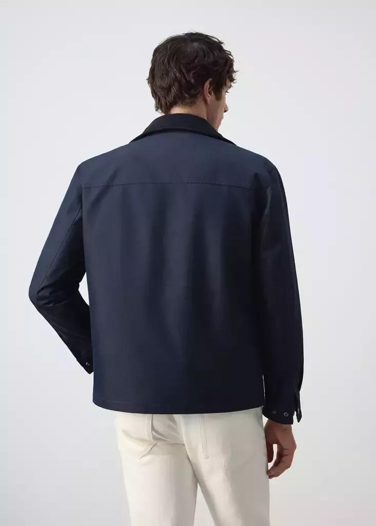 Blue Water-Repellent Cotton Blend Jacket, Dark Blue, medium
