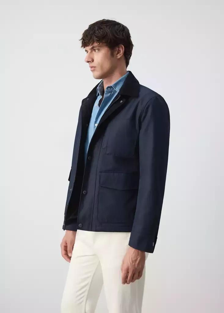 Blue Water-Repellent Cotton Blend Jacket, Dark Blue, large image number 5