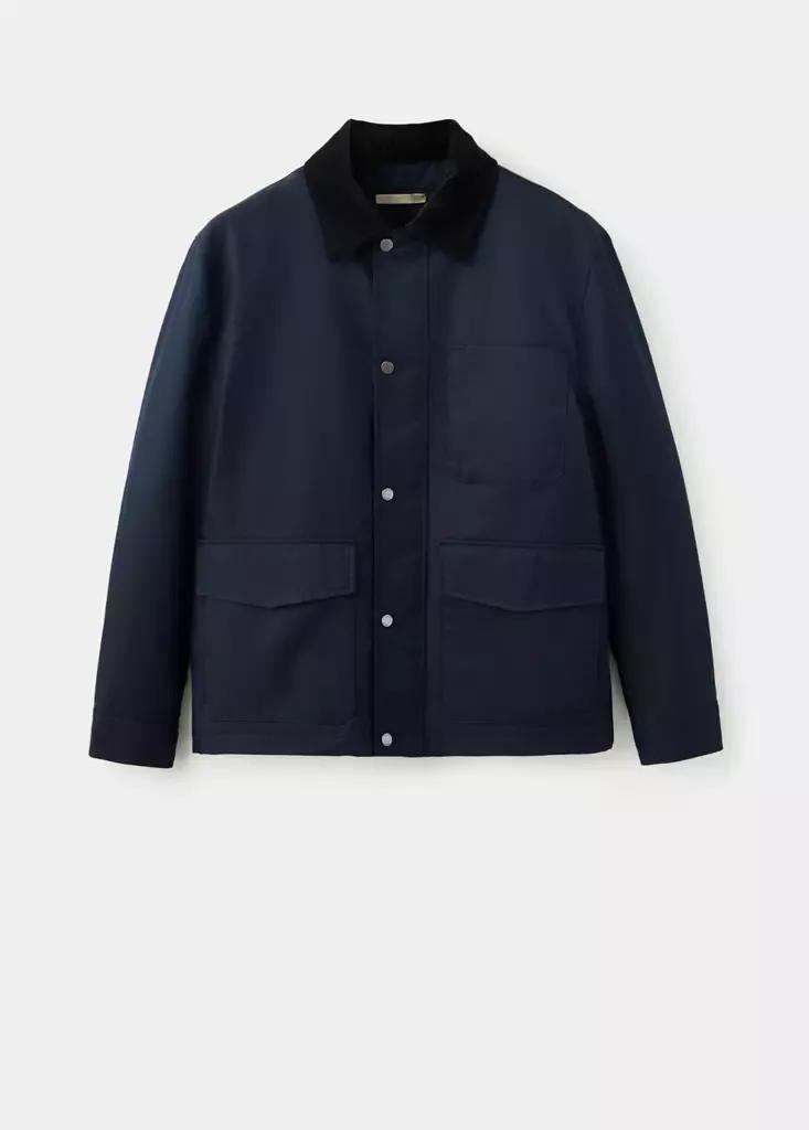 Blue Water-Repellent Cotton Blend Jacket, Dark Blue, large image number 6