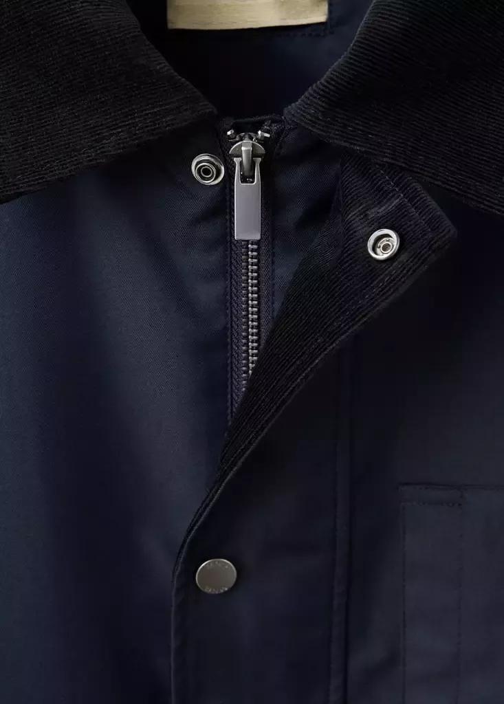 Blue Water-Repellent Cotton Blend Jacket, Dark Blue, large image number 7