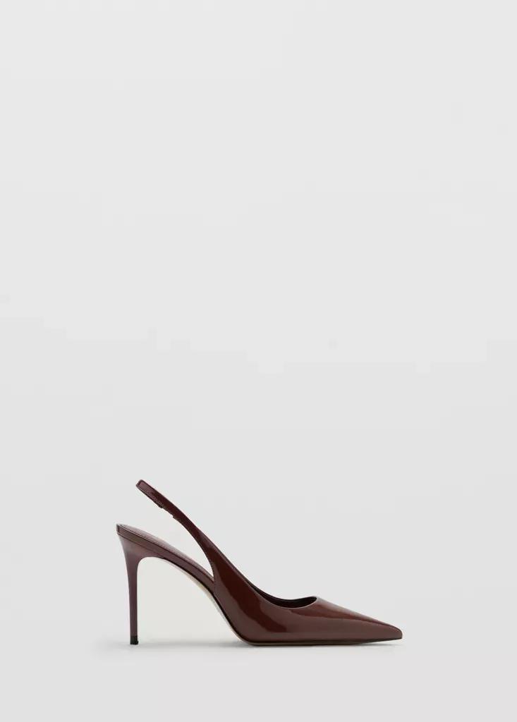Brown Patent Heeled Shoes, , medium