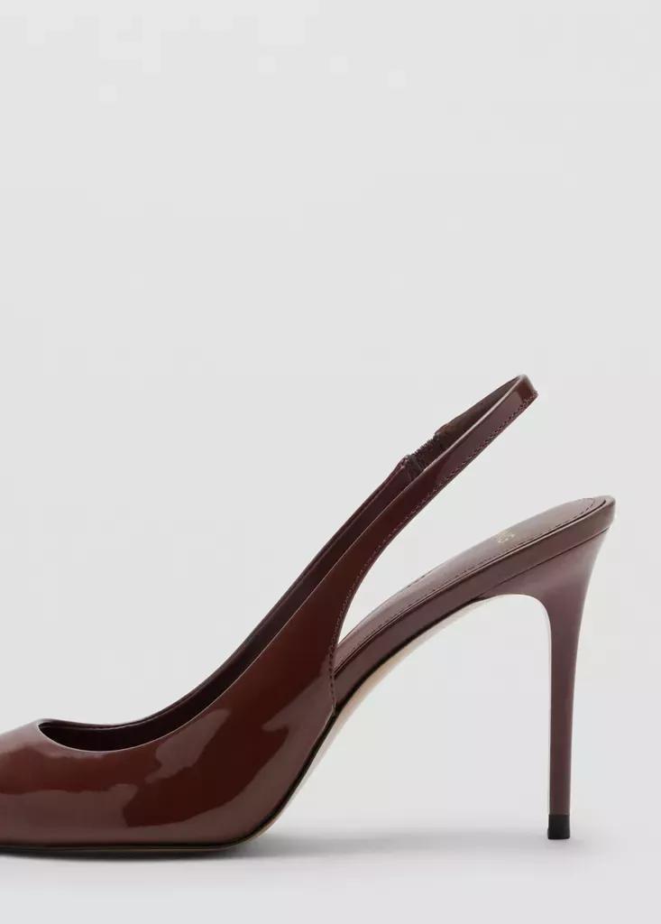 Brown Patent Heeled Shoes, , medium