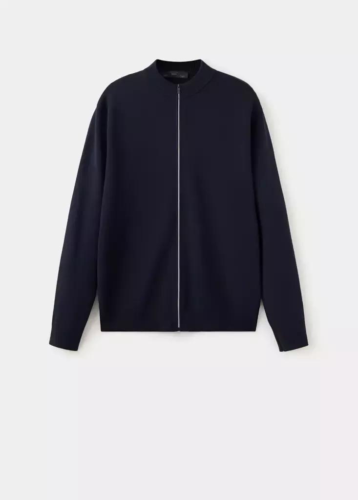 Blue Comfort Stretch Knit Cardigan, Navy, large image number 5