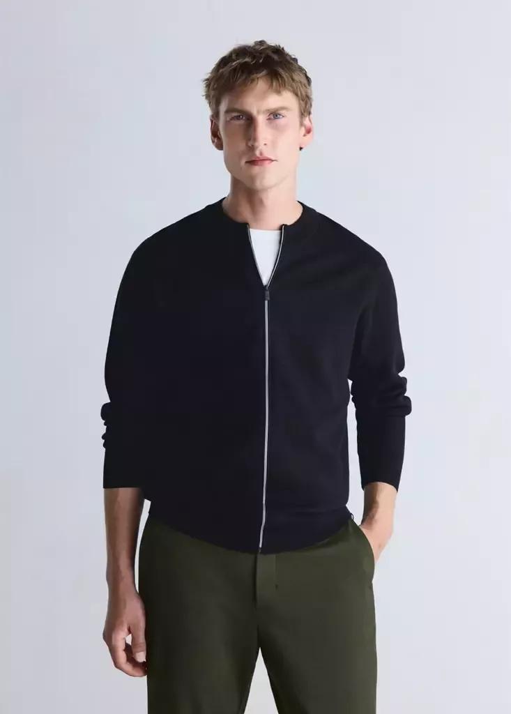 Black Comfort Stretch Knit Cardigan, Black, medium