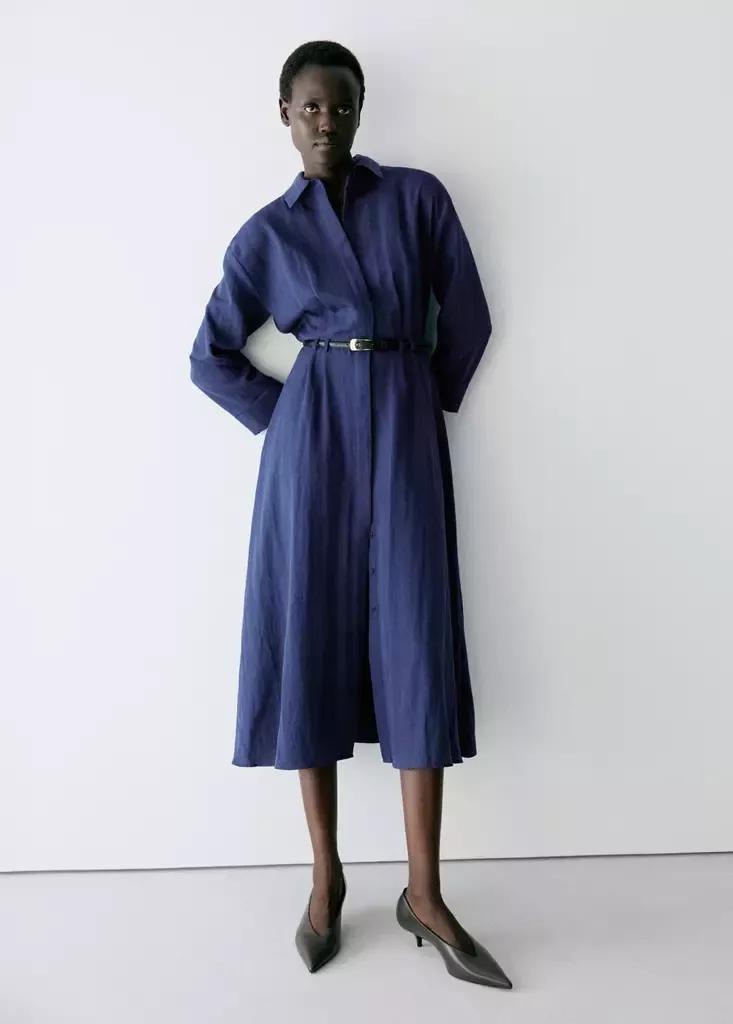 Navy Lyocell Shirt Dress, Navy, medium