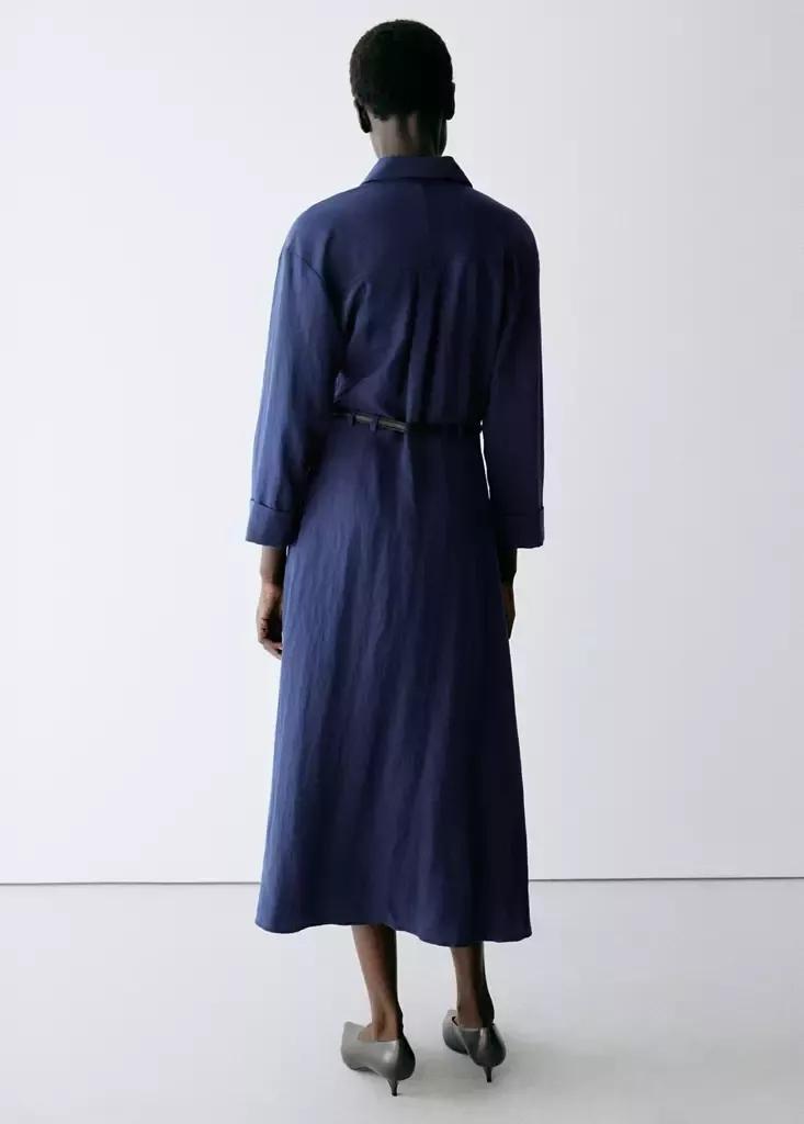 Navy Lyocell Shirt Dress, Navy, medium
