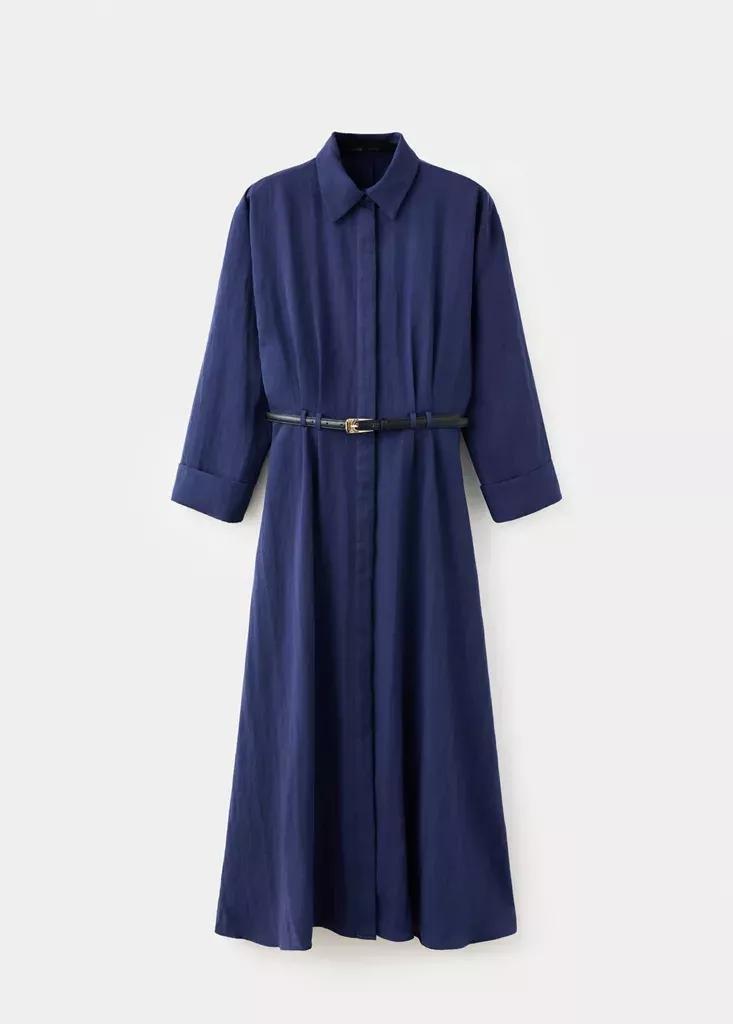 Navy Lyocell Shirt Dress, Navy, large image number 6