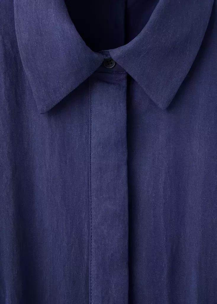 Navy Lyocell Shirt Dress, Navy, large image number 7