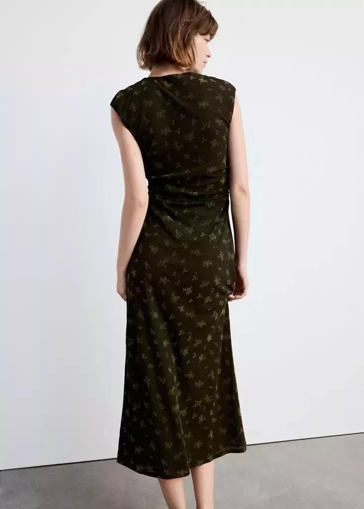 Brown Ruched Devor├⌐ Dress, Brown, medium
