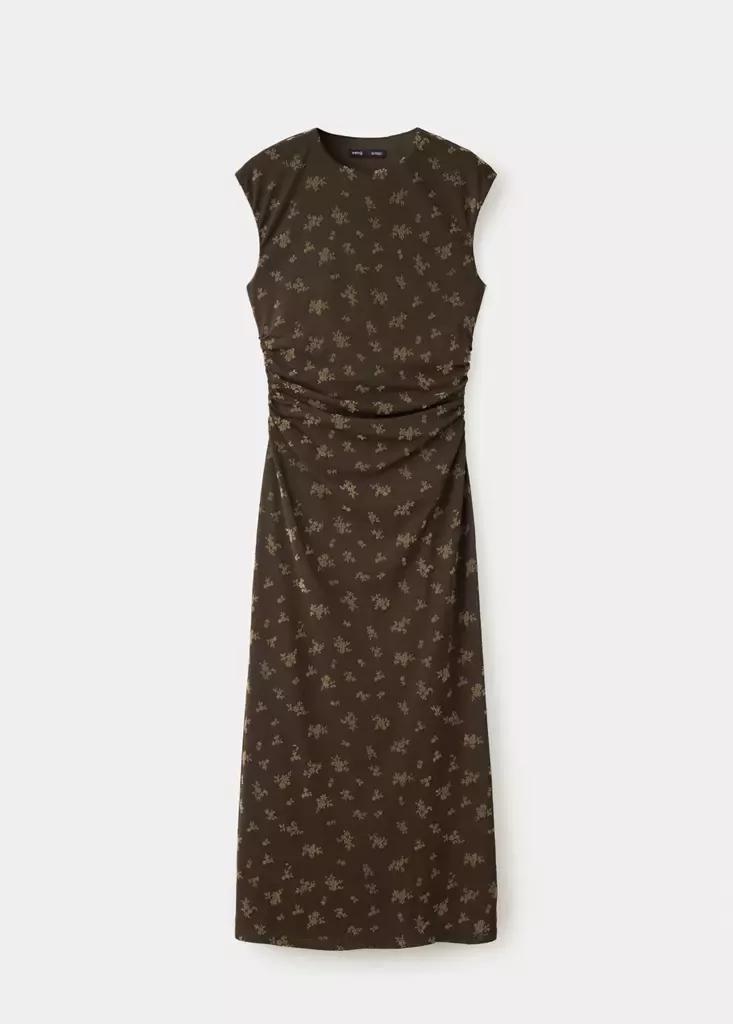 Brown Ruched Devor├⌐ Dress, Brown, large image number 4
