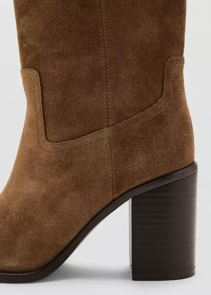 Brown Suede Ankle Boot With Heel, Medium Brown, large image number 2