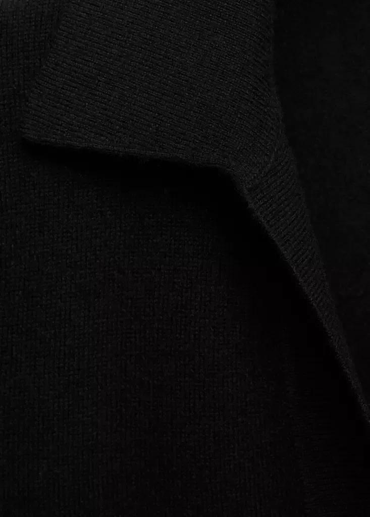 Black Polo Collar Wool Sweater, Black, large image number 5
