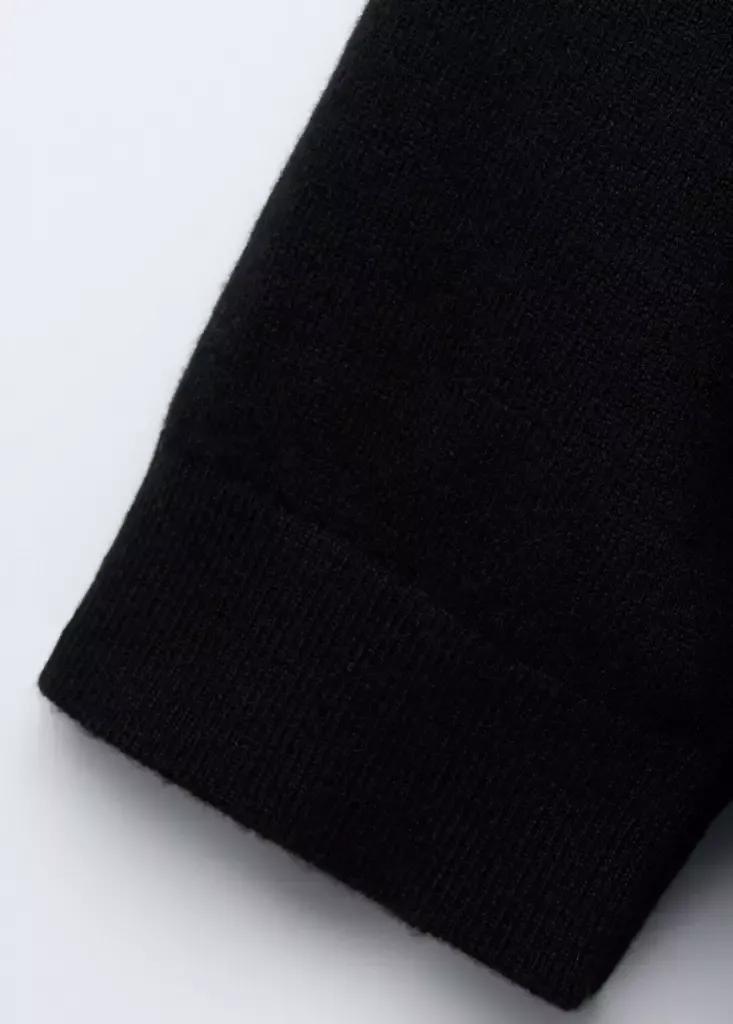 Black Polo Collar Wool Sweater, Black, large image number 6