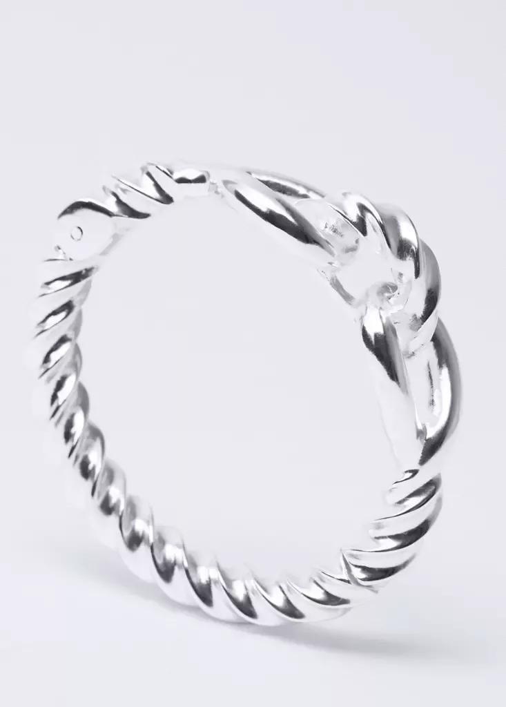 Silver Rigid Knot Bangle, Silver, large image number 3
