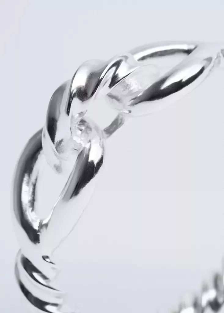 Silver Rigid Knot Bangle, Silver, large image number 4