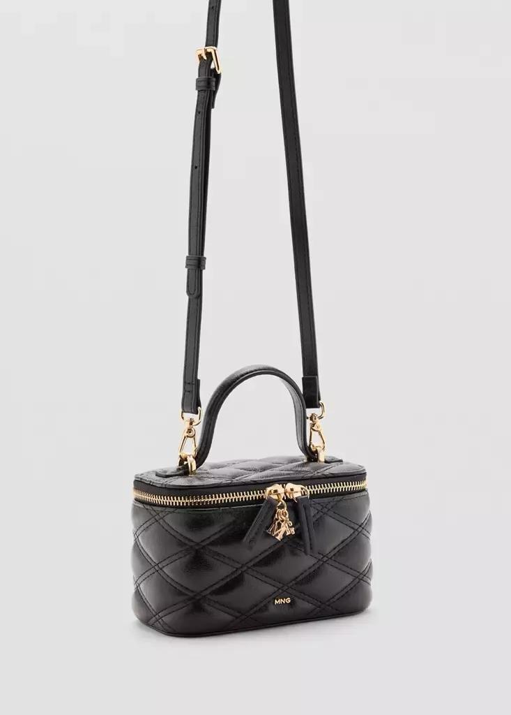 Black Quilted Vanity Bag, Black, medium