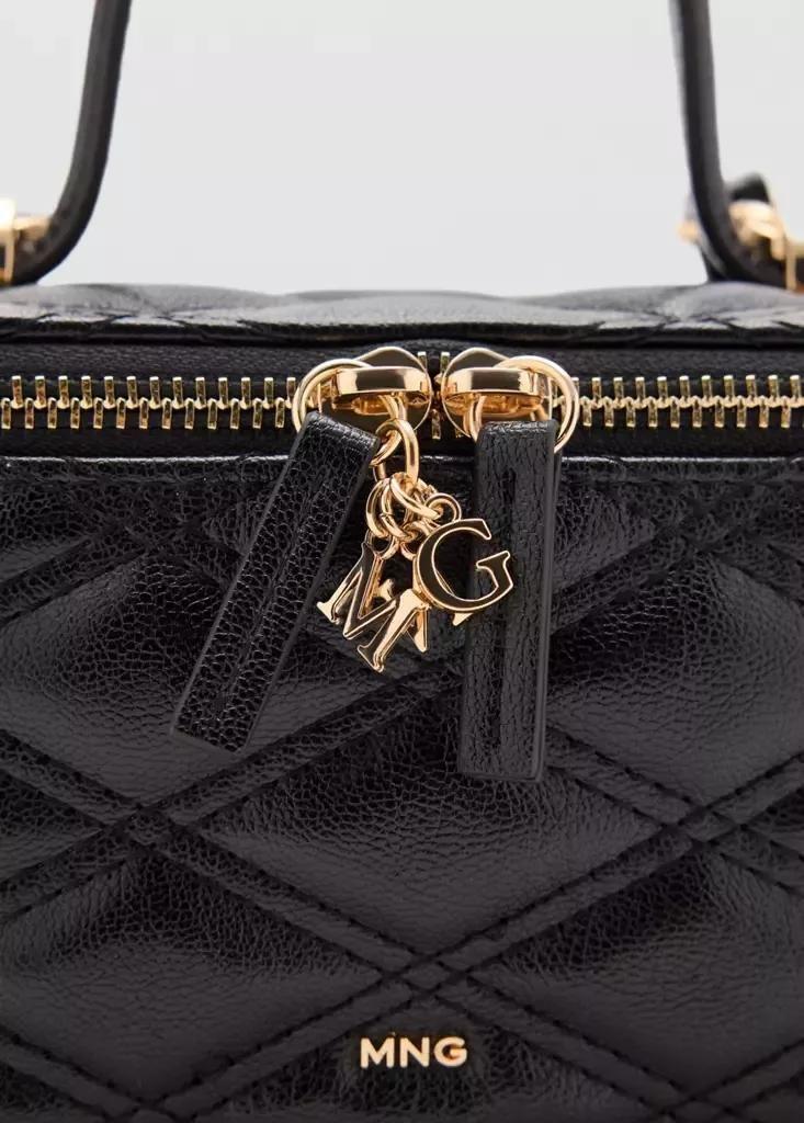 Black Quilted Vanity Bag, Black, large image number 2
