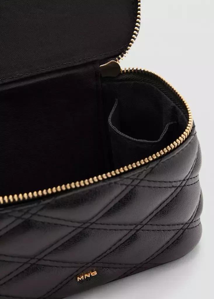 Black Quilted Vanity Bag, Black, large image number 3