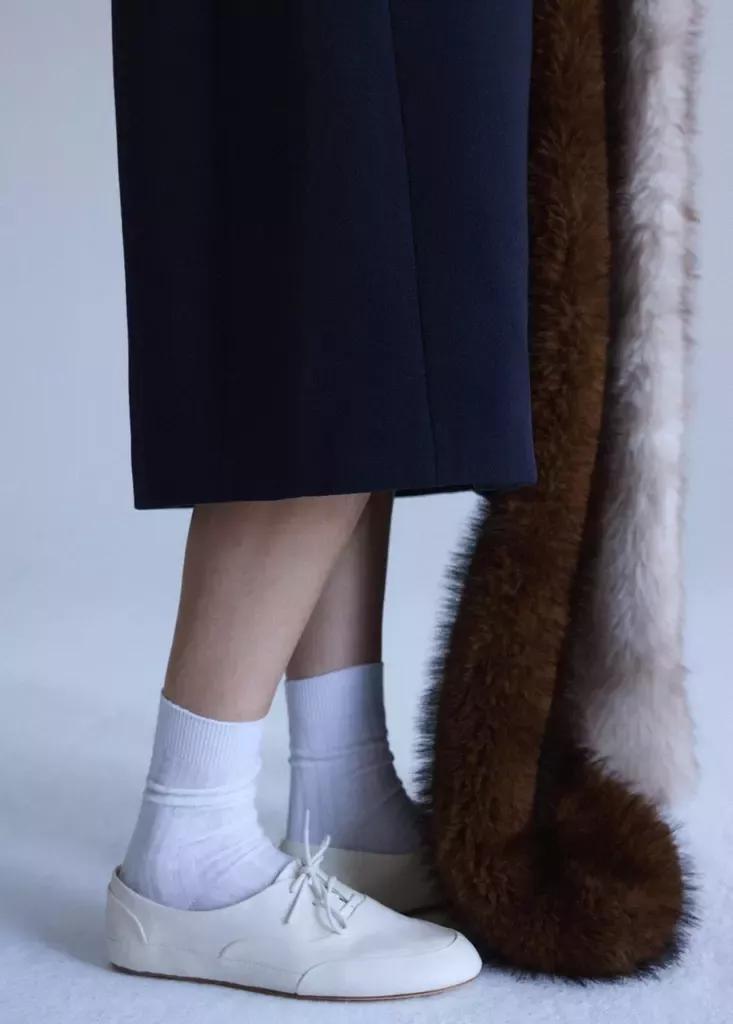 Beige Ribbed Wool Blend Socks, Light Beige, medium