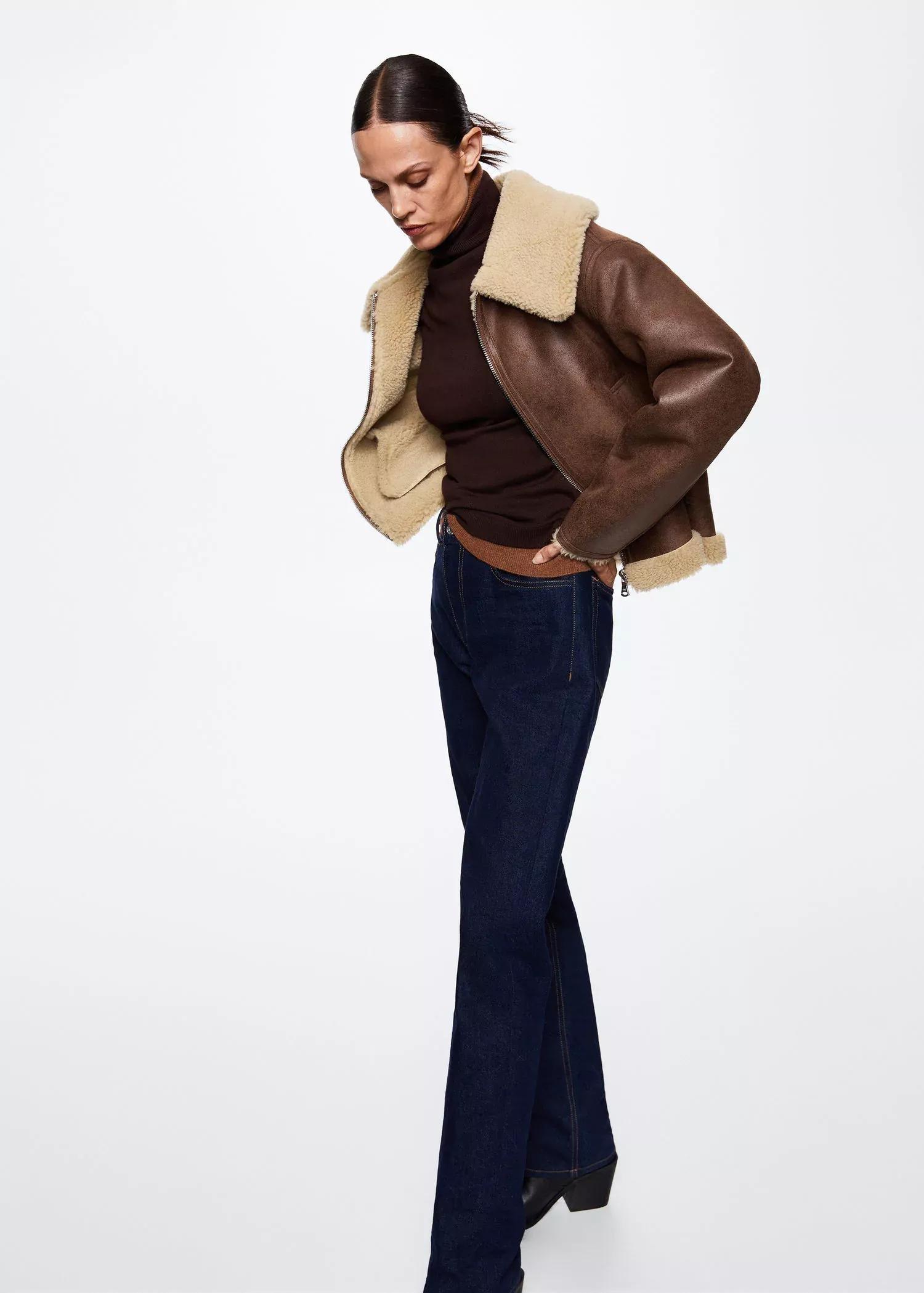 Brown Shearling Collar Jacket, , large image number 1