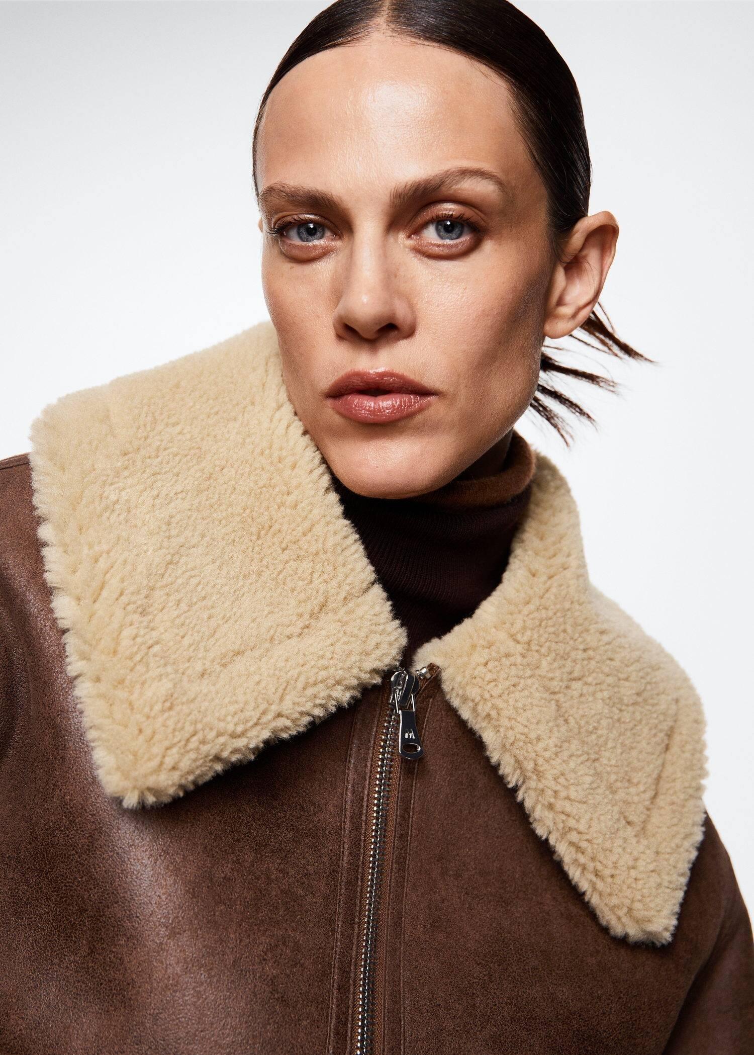 Brown Shearling Collar Jacket, , large image number 2