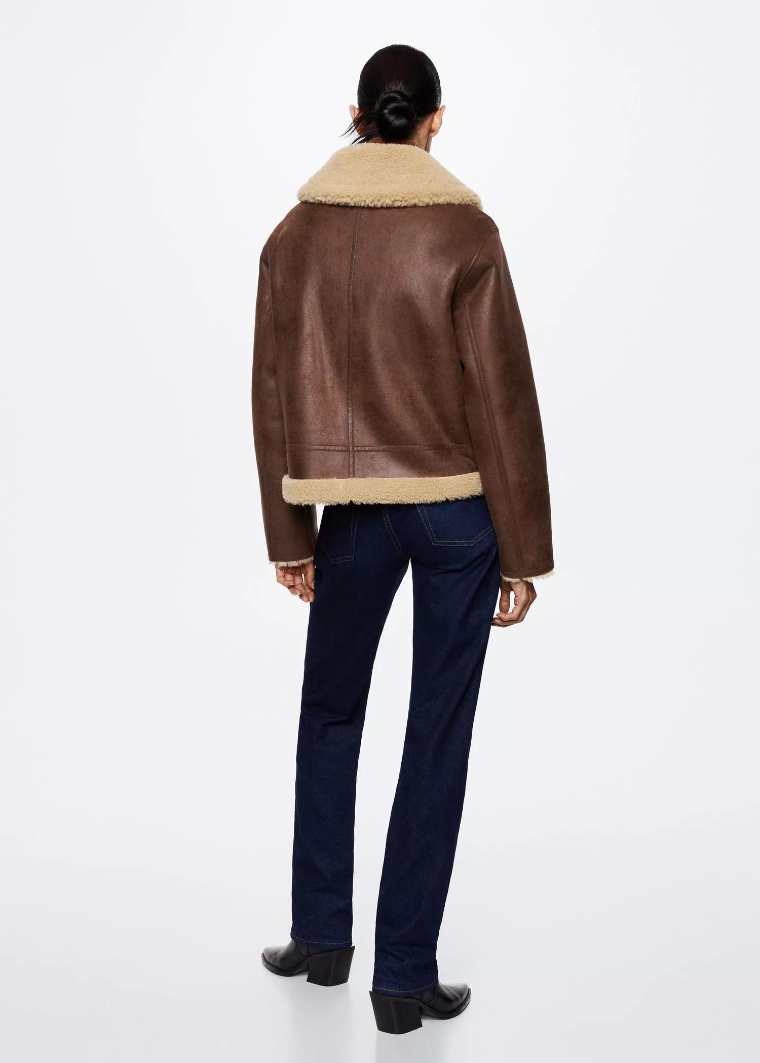 Brown Shearling Collar Jacket, , large image number 5