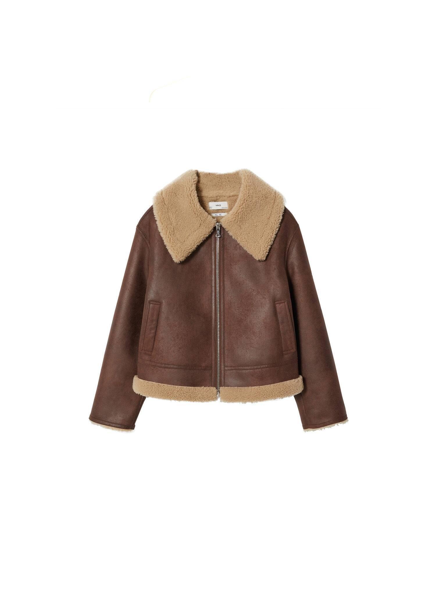 Brown Shearling Collar Jacket, , large image number 7