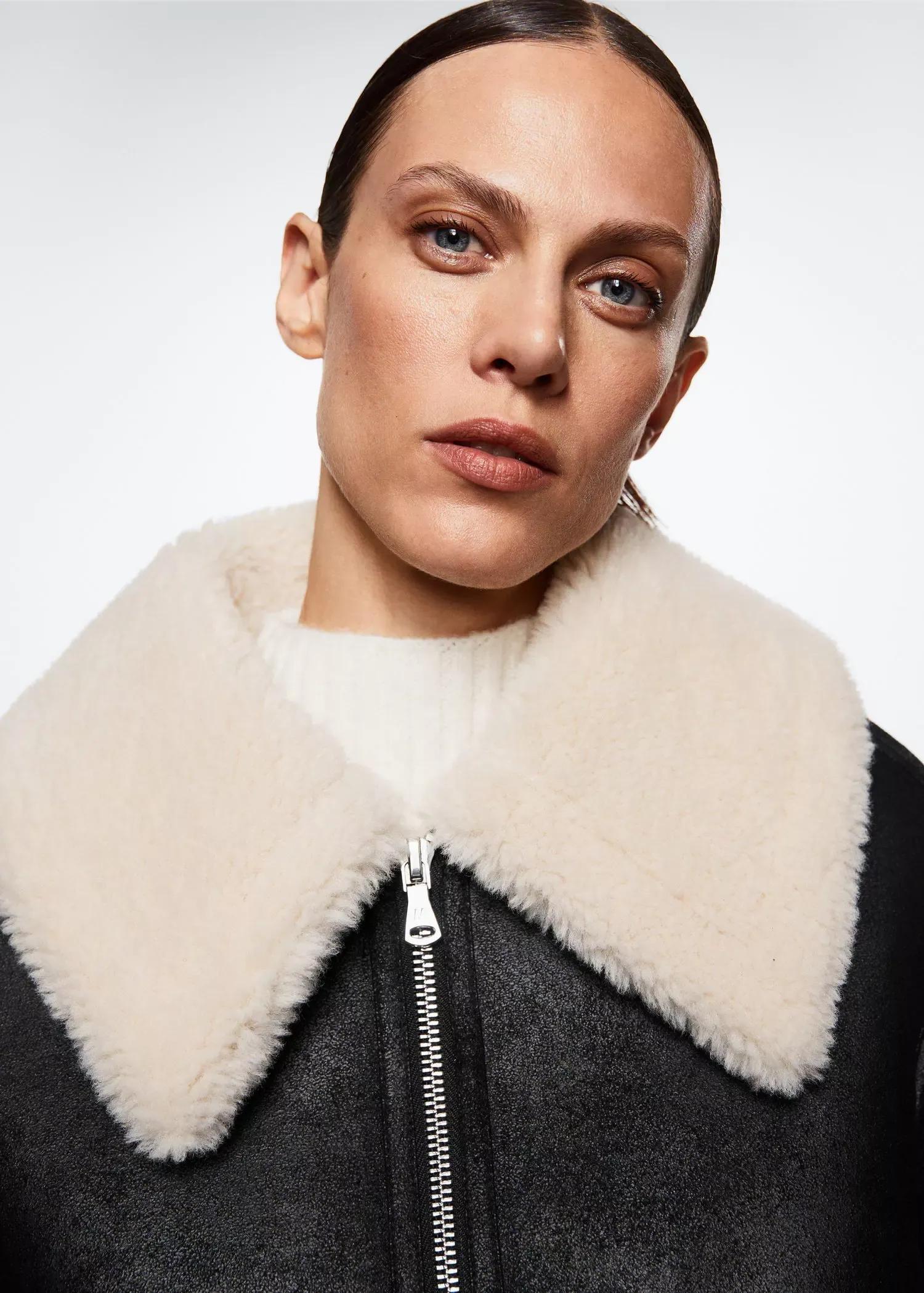 Black Shearling Collar Jacket, , large image number 2