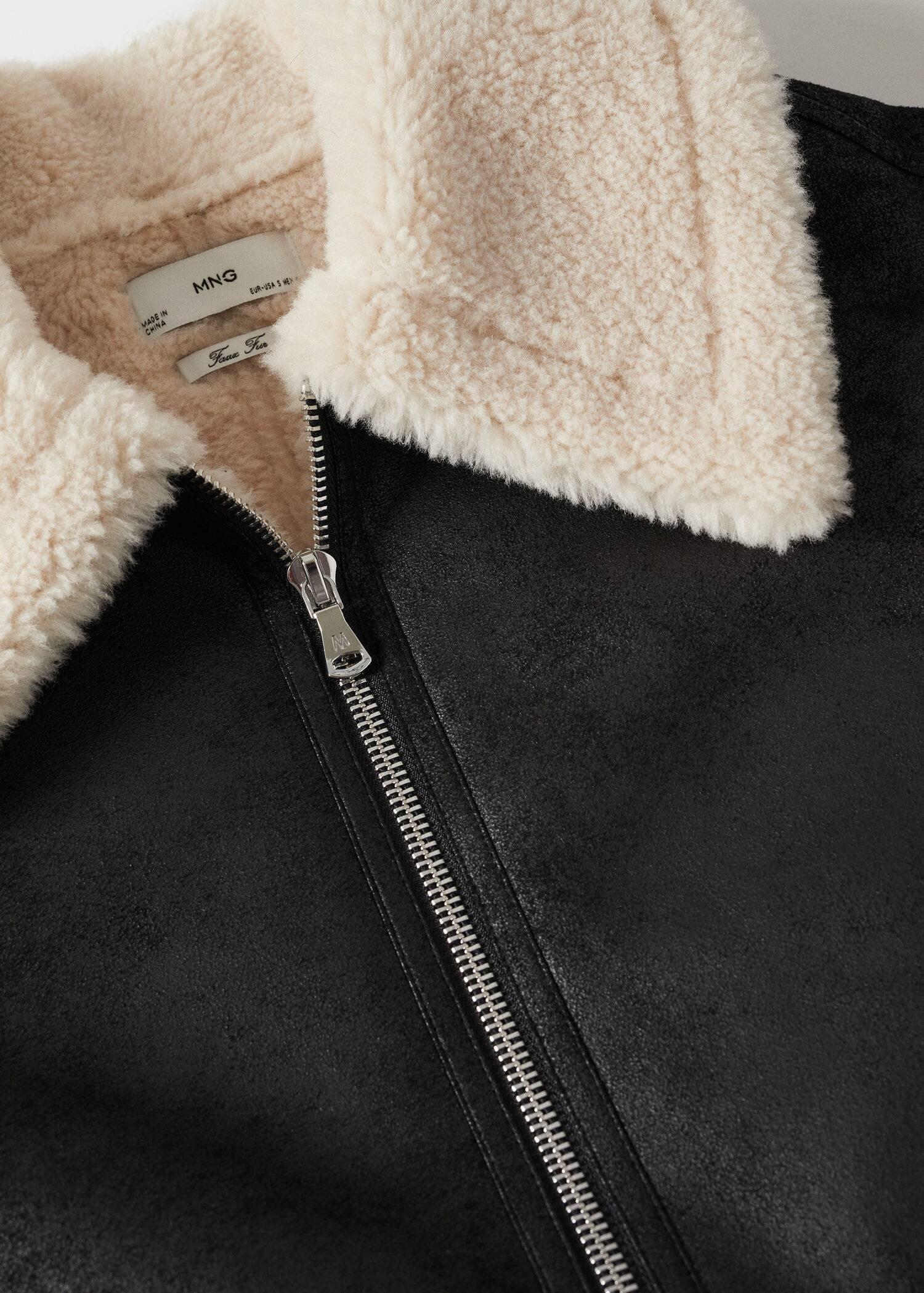Black Shearling Collar Jacket, , large image number 5
