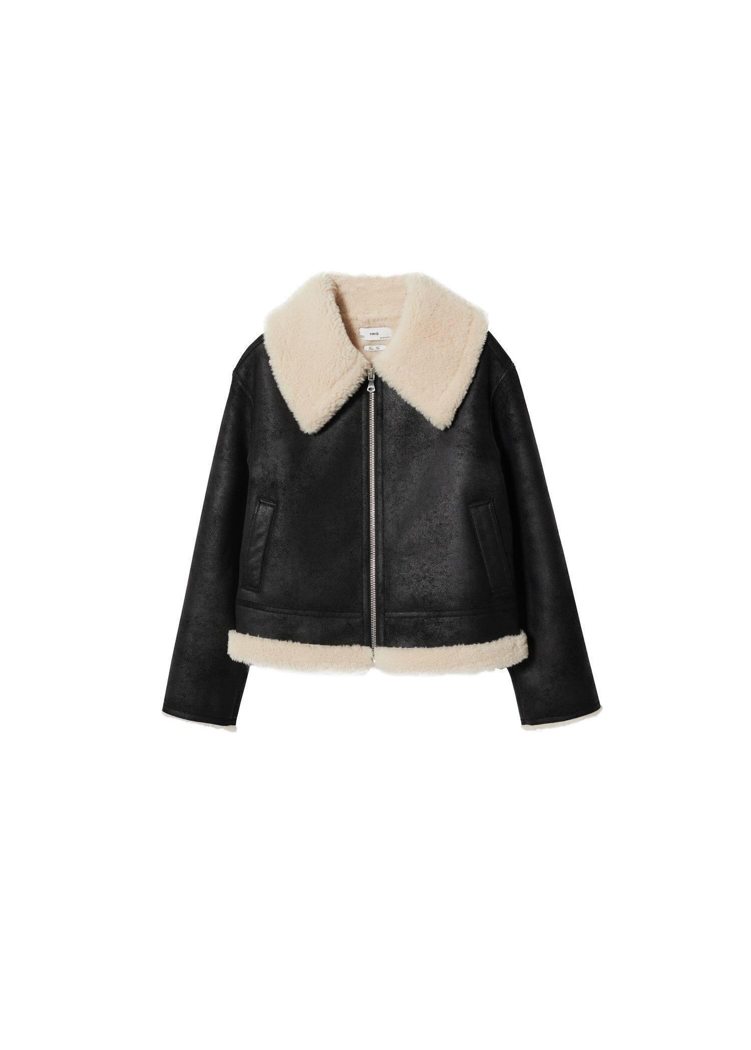 Black Shearling Collar Jacket, , large image number 7