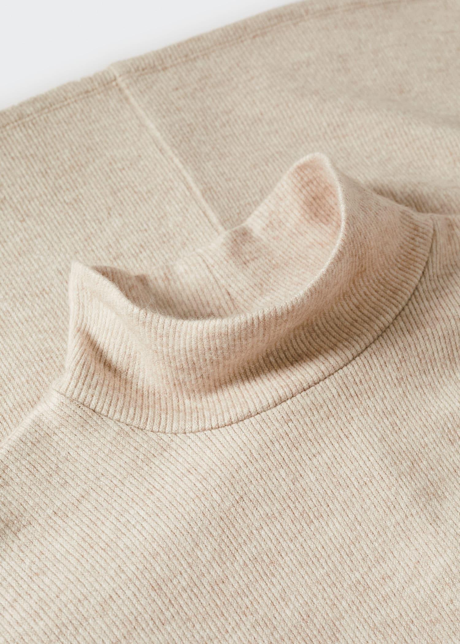 Beige Ribbed Dress Turtleneck, , large image number 5