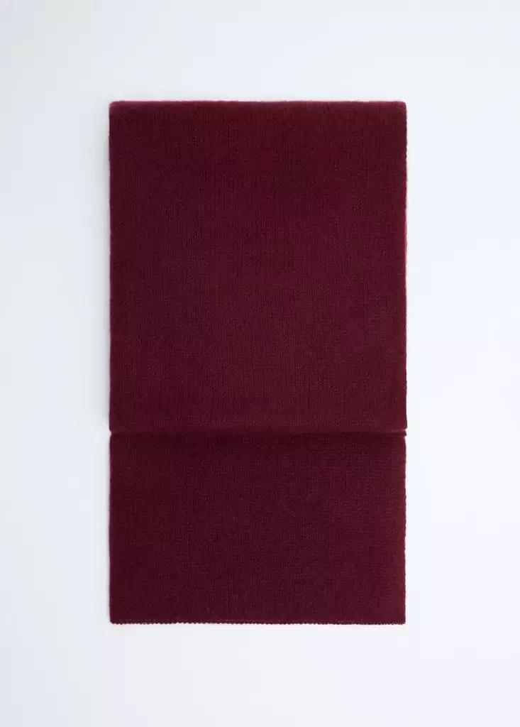 Burgundy 100% Cashmere Knitted Scarf, Dark Red, large image number 2
