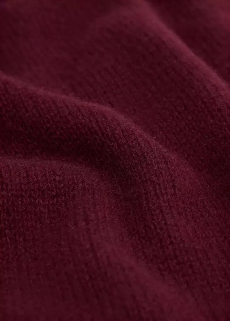 Burgundy 100% Cashmere Knitted Scarf, Dark Red, large image number 4