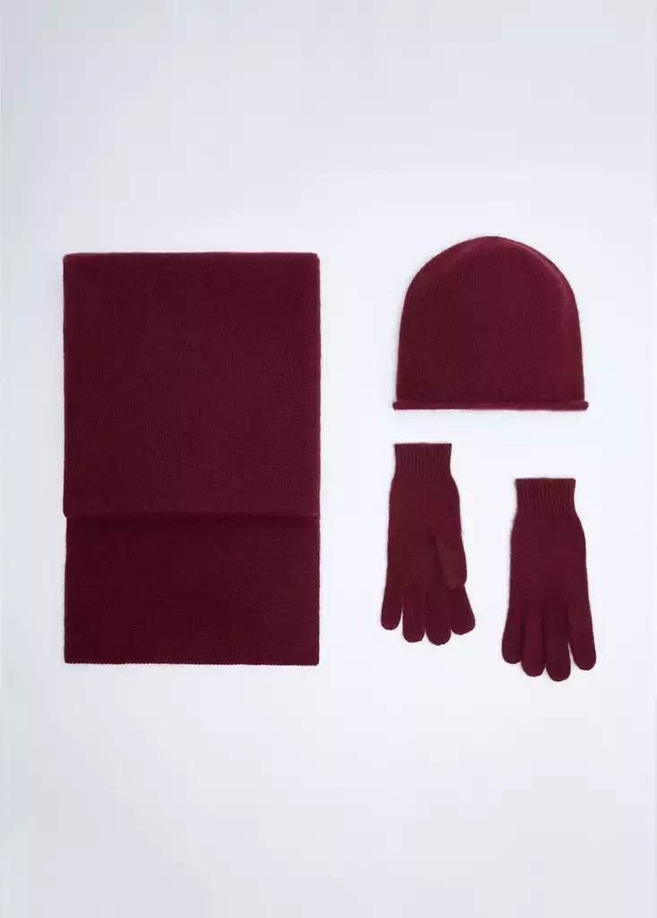 Burgundy 100% Cashmere Knitted Scarf, Dark Red, large image number 5