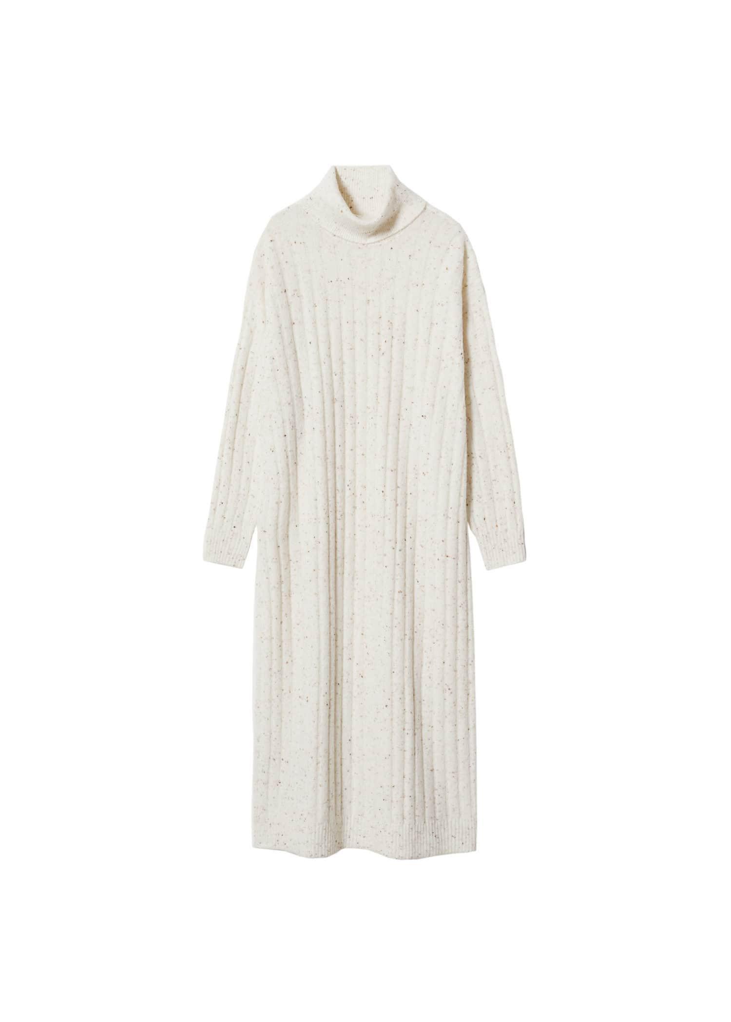 Beige Ribbed Dress Turtleneck, , large image number 2