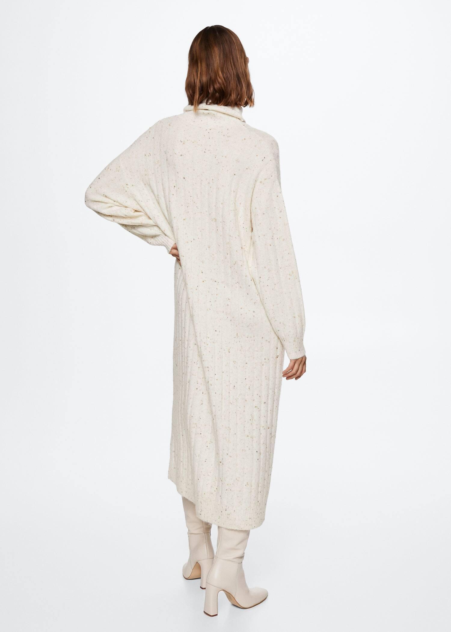 Beige Ribbed Dress Turtleneck, , large image number 5