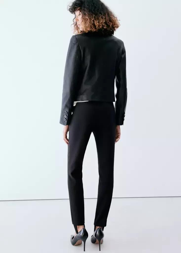 Black Tailored Stirrup Trousers, Black, large image number 2