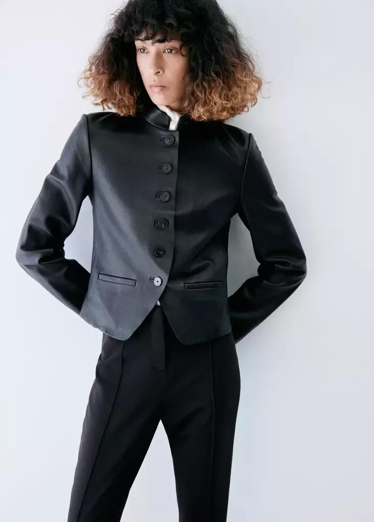 Black Tailored Stirrup Trousers, Black, large image number 3