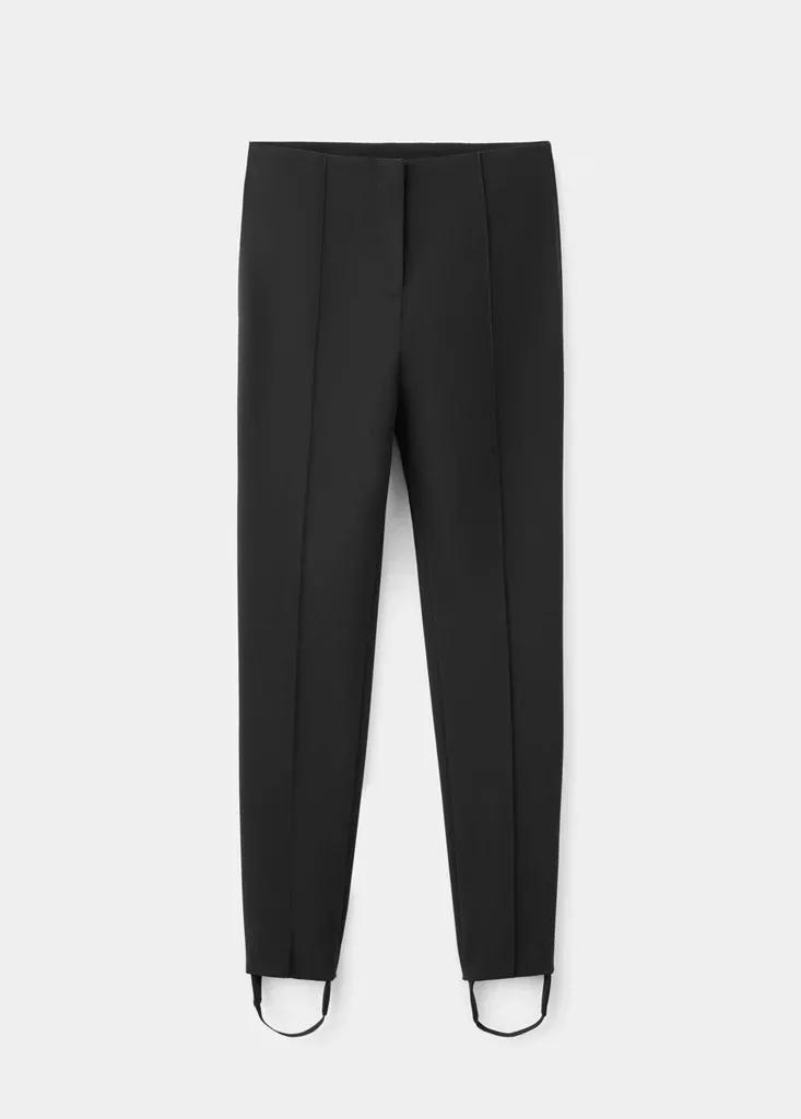Black Tailored Stirrup Trousers, Black, large image number 4