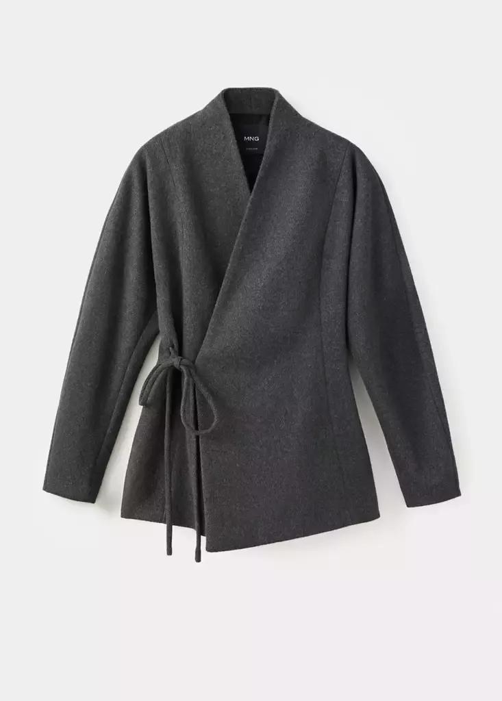Grey Straight-Tie Jacket, Charcoal, large image number 4
