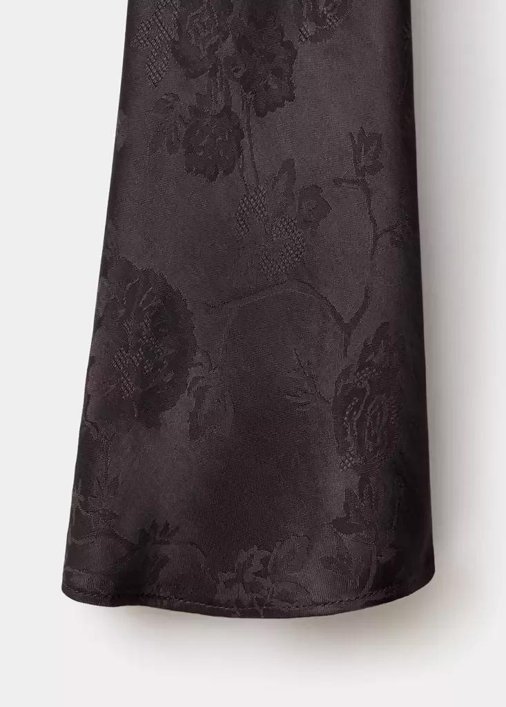 Brown Jacquard Dress With Flared Sleeves, Brown, large image number 4