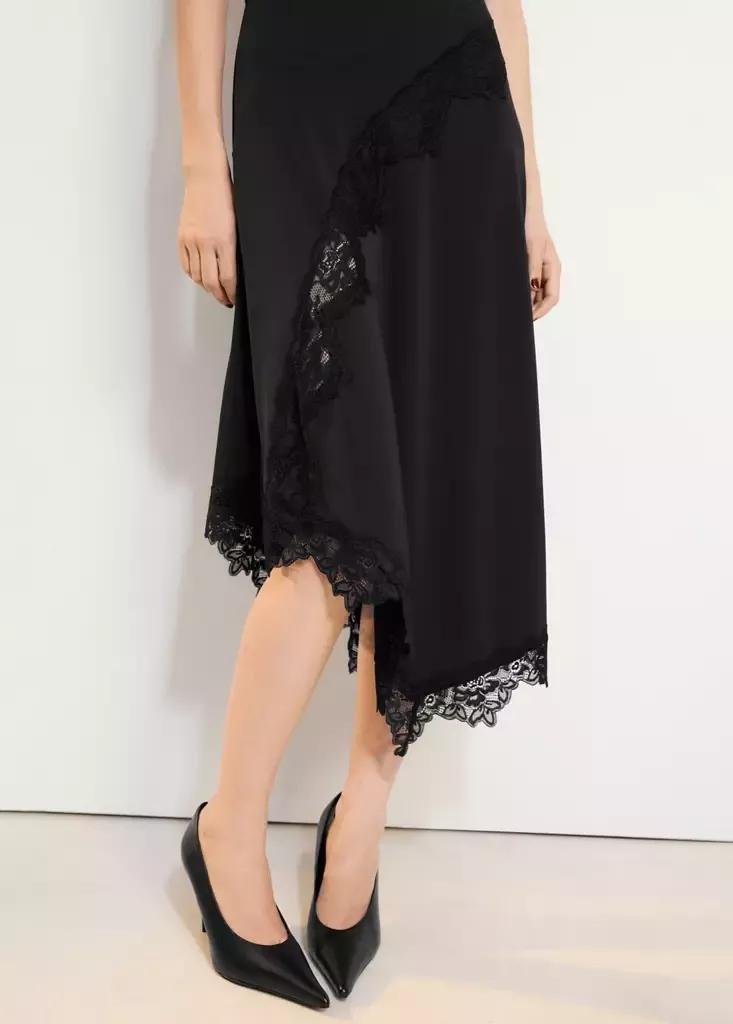 Black Asymmetric Lace Dress, Black, medium